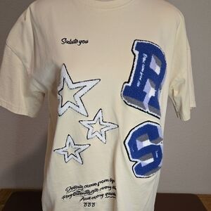 Aelfric Eden Cream Tee with Blue Graphics